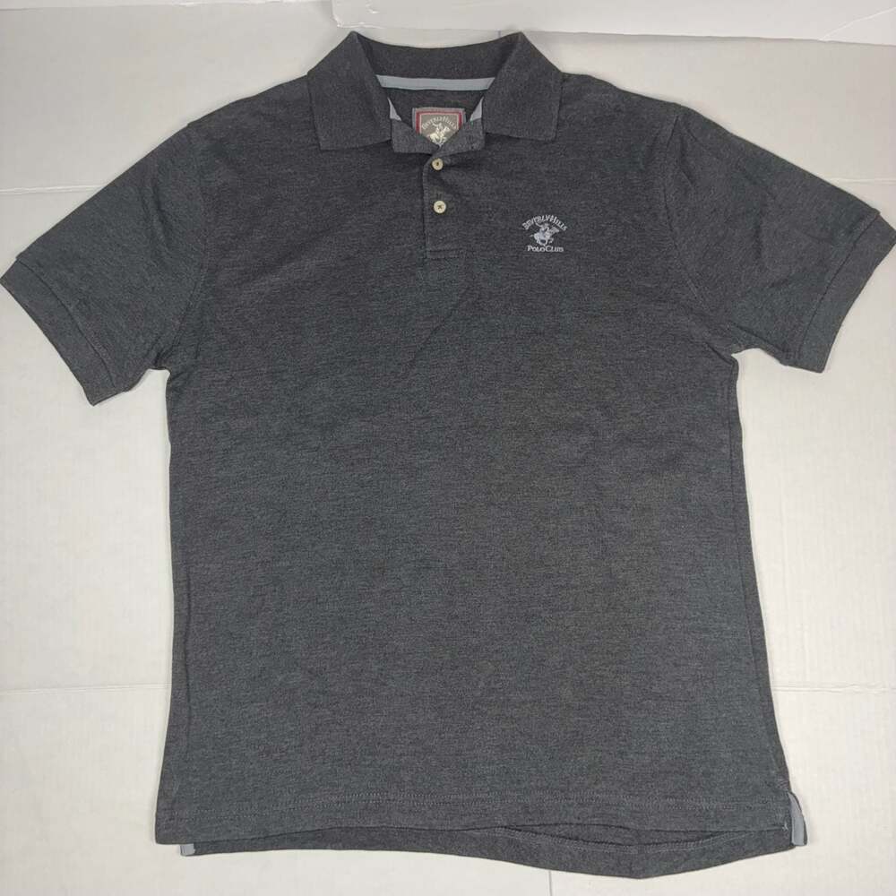 Beverly Hills Polo Club Modern Fit Charcoal Gray Polo Shirt Men's Size M